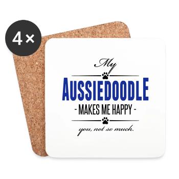 Aussiedoodle makes me happy Hundespruch Wilsigns - Untersetzer (4er-Set) - Weiß - Vorne