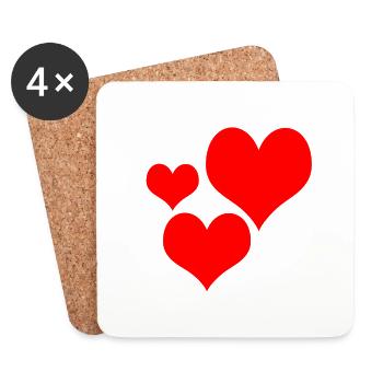 3 Hearts - Coasters (set of 4) - white - Front