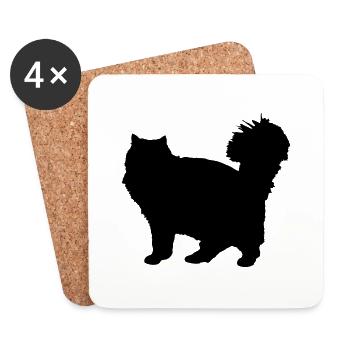 Vektor Katze Silhouette - Untersetzer (4er-Set) - Weiß - Vorne