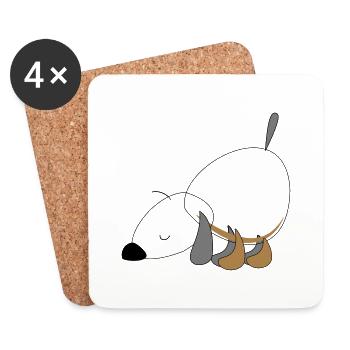 Chien - Dessous de verre (lot de 4) - blanc - Devant