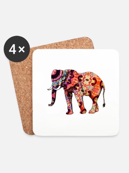 Oriental Elephant - Untersetzer (4er-Set) - Weiß