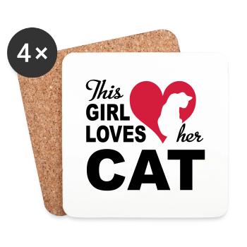 Chat - Dessous de verre (lot de 4) - blanc - Devant
