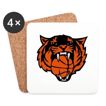 basketball tiger roars face cartoo - Coasters (set of 4) - white - Front