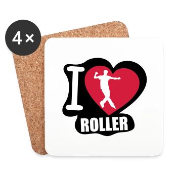 i love roller - Dessous de verre (lot de 4) - blanc - Devant