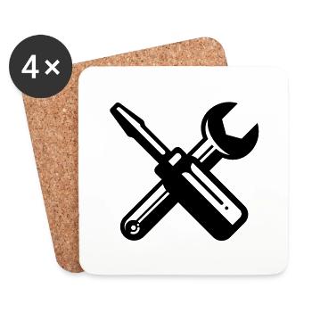 screwdriver wrench carpenter profession - Coasters (set of 4) - white - Front