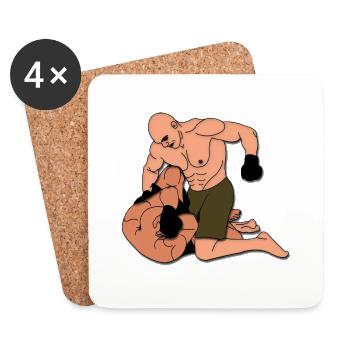 Ground and Pound Motiv Comicstyle - Untersetzer (4er-Set) - Weiß - Vorne
