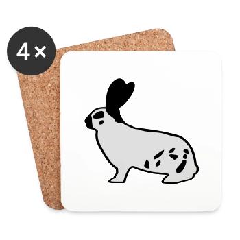 Deutsche Riesenschecke Hase Kaninchen Häschen - Untersetzer (4er-Set) - Weiß - Vorne