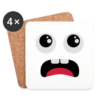 Terrified face - Comic - Coasters (set of 4) - white - Front