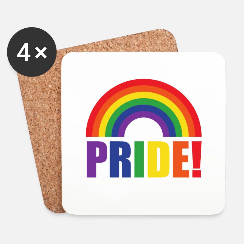 Pride Regenbogen | LGBT | Geschenkidee - Untersetzer (4er-Set) - Weiß