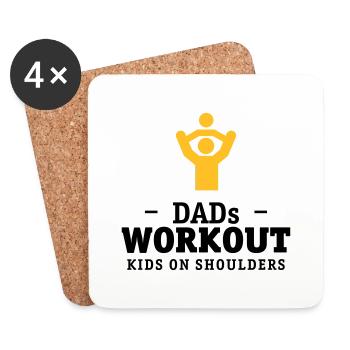 Papas workout mit Kind auf Schultern Geschenk - Untersetzer (4er-Set) - Weiß - Vorne