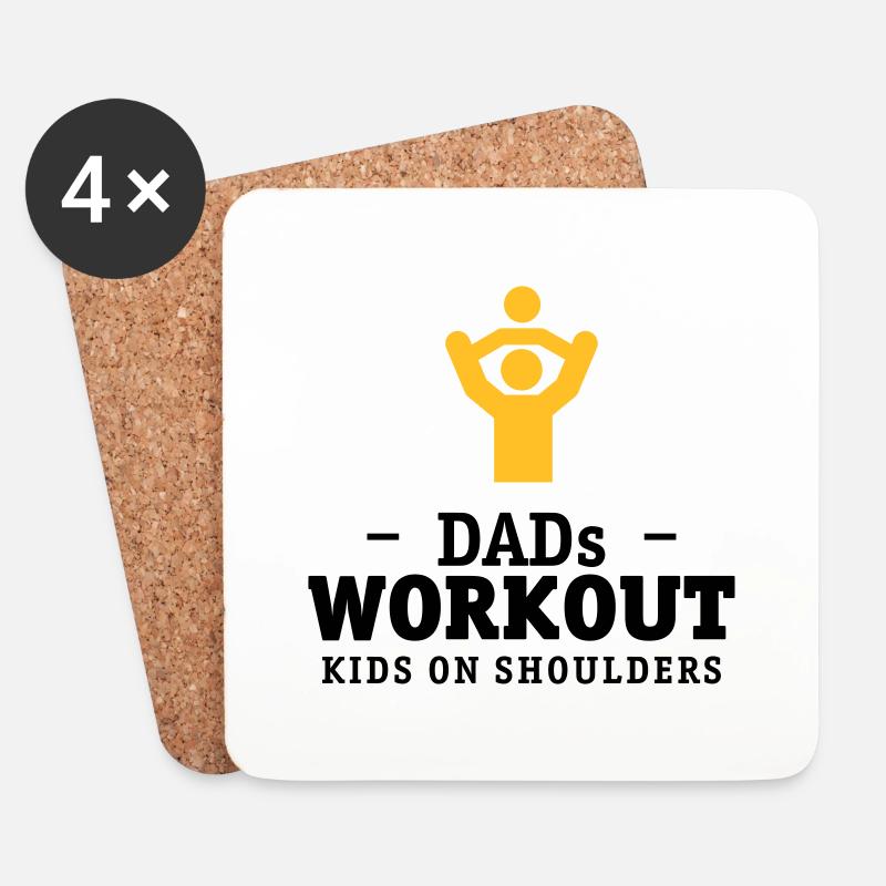 Papas workout mit Kind auf Schultern Geschenk - Untersetzer (4er-Set) - Weiß