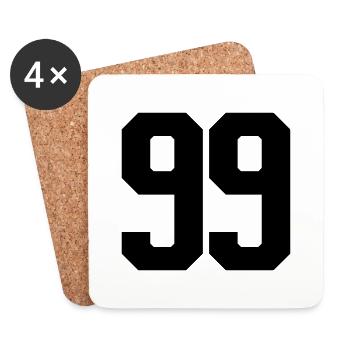 Nummer 99 große Zahlen Massive Ziffern - Untersetzer (4er-Set) - Weiß - Vorne