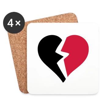 love heart heart break break break - Coasters (set of 4) - white - Front
