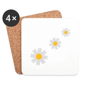 3_flowers - Dessous de verre (lot de 4) - blanc - Devant