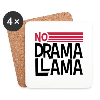 text logo no drama llama party cool feiern spass c - Untersetzer (4er-Set) - Weiß - Vorne