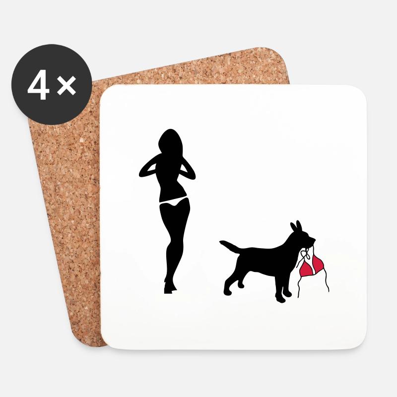 hund - Untersetzer (4er-Set) - Weiß