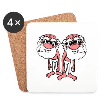 2 friends team couple thin cool smoke sunglasses - Coasters (set of 4) - white - Front