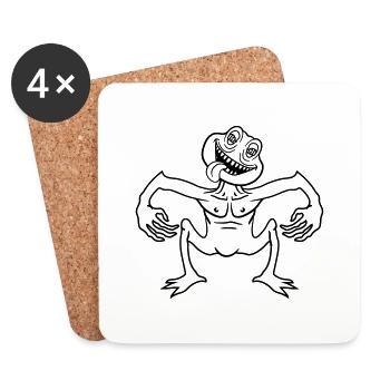 crazy daemon gnom small horror halloween gesic - Coasters (set of 4) - white - Front