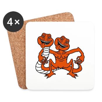 team couple 2 friends daemon horror halloween slut - Coasters (set of 4) - white - Front