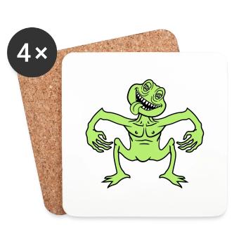 crazy daemon gnom small horror halloween gesic - Coasters (set of 4) - white - Front