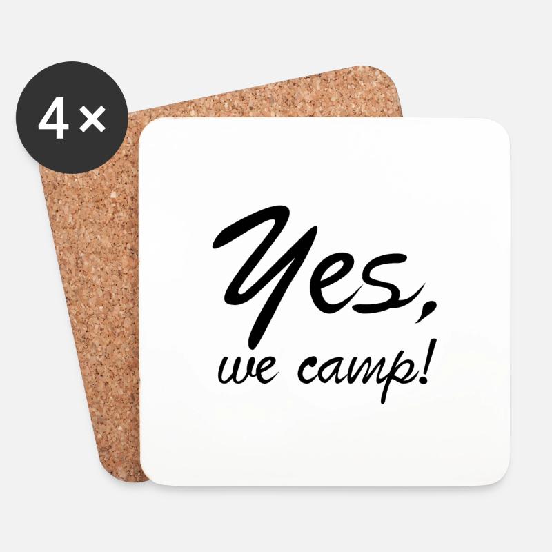 yes we camp Camper lustiger Spruch Geschenk - Untersetzer (4er-Set) - Weiß
