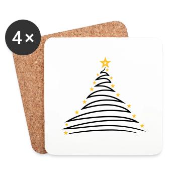 fir tree christmas tree fir star merry chris - Coasters (set of 4) - white - Front