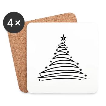christmas tree fir tree fir star merry chris - Coasters (set of 4) - white - Front