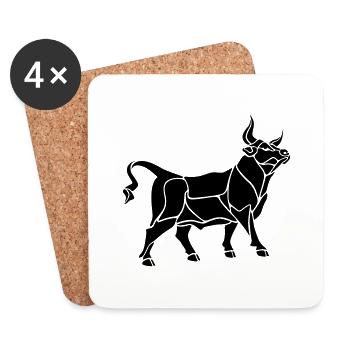 Stier - Untersetzer (4er-Set) - Weiß - Vorne