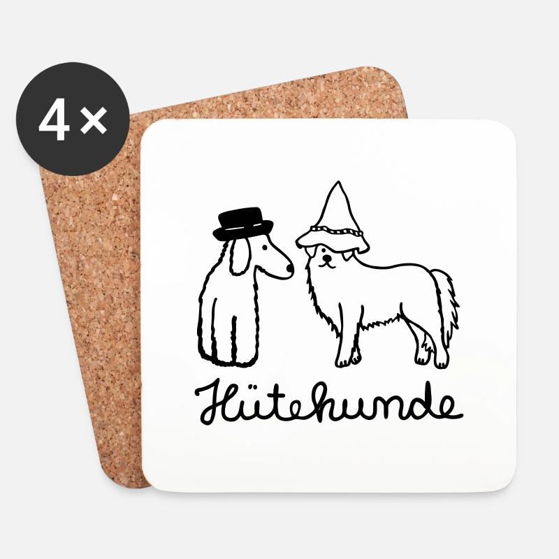 Hütehunde Hunde mit Hut - Untersetzer (4er-Set) - Weiß