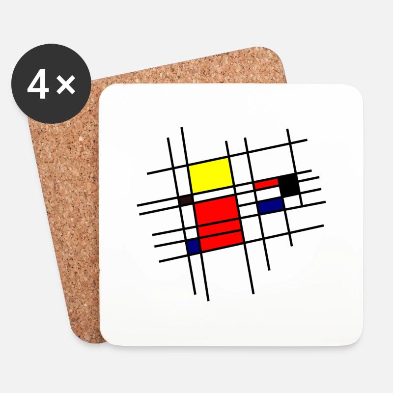 Mondrian Inspiration - Untersetzer (4er-Set) - Weiß