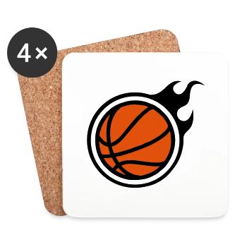 basketball avec des flammes - Dessous de verre (lot de 4) - blanc - Devant