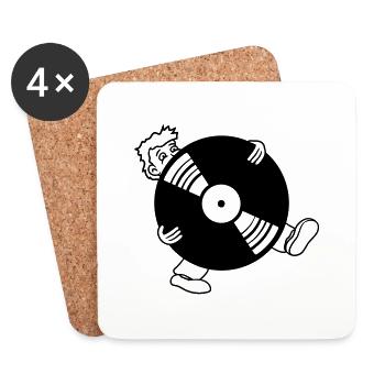 vinyl rund kreis platte dj auflegen party musik fe - Untersetzer (4er-Set) - Weiß - Vorne