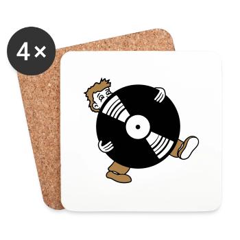 rund kreis vinyl platte dj auflegen party musik fe - Untersetzer (4er-Set) - Weiß - Vorne