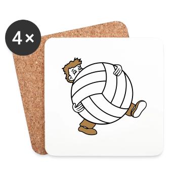 énorme volley-ball sport club ball ball wear s - Dessous de verre (lot de 4) - blanc - Devant
