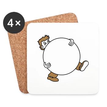 ball ball carry hauling big heavy man figu - Coasters (set of 4) - white - Front