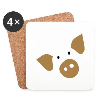 piggy_face_farm Tier - Untersetzer (4er-Set) - Weiß - Vorne