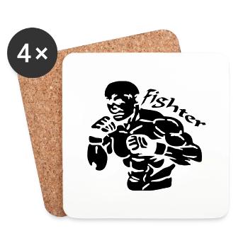 Fighter Logo - Untersetzer (4er-Set) - Weiß - Vorne