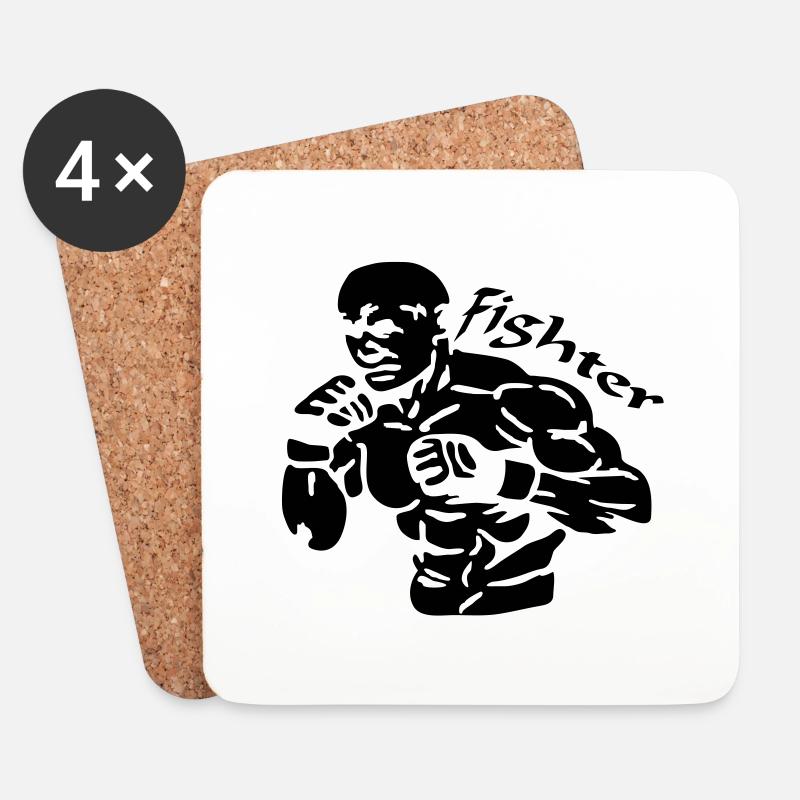 Fighter Logo - Untersetzer (4er-Set) - Weiß