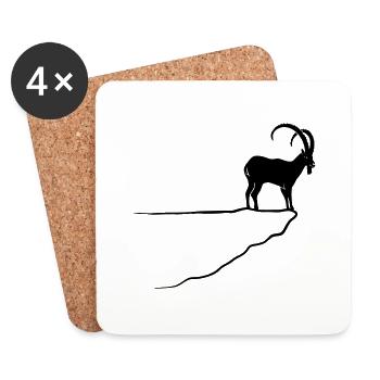 bouquetin capricorne chèvre mouton les Alpes roc - Dessous de verre (lot de 4) - blanc - Devant