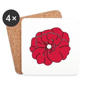 Rote Pfingstrose, Garten, Blume - Untersetzer (4er-Set) - Weiß - Vorne