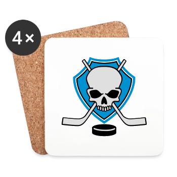 Eishockey Totenkopf und Schläger - Untersetzer (4er-Set) - Weiß - Vorne
