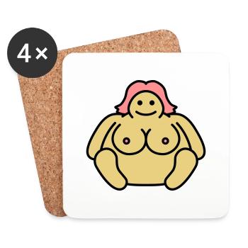 Naked Fat Woman - Untersetzer (4er-Set) - Weiß - Vorne