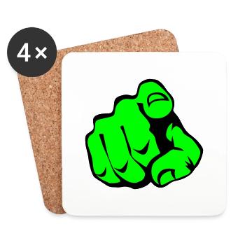 60 Zeigefinger - Untersetzer (4er-Set) - Weiß - Vorne