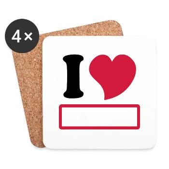 I love à personnaliser - Dessous de verre (lot de 4) - blanc - Devant