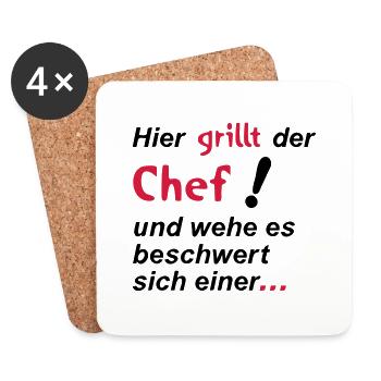 Voici griller le chef - Dessous de verre (lot de 4) - blanc - Devant