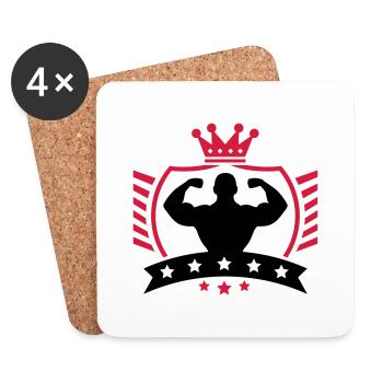 bodybuilder_shield_ym2 - Untersetzer (4er-Set) - Weiß - Vorne