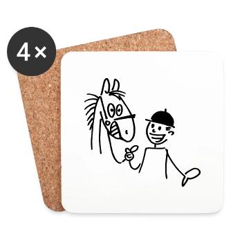 Cheval et Cavalier - Dessous de verre (lot de 4) - blanc - Devant