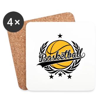 basketball Wappen - Untersetzer (4er-Set) - Weiß - Vorne