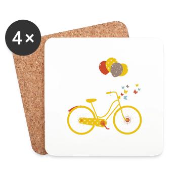 vélo - Dessous de verre (lot de 4) - blanc - Devant
