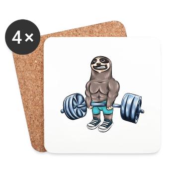 Sloth Training Weight Summer Beach Gift - Coasters (set of 4) - white - Front